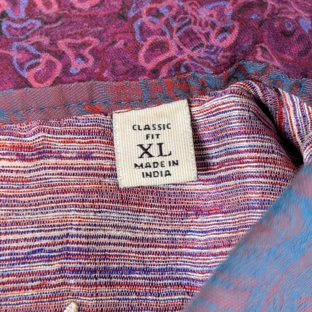 Robert Graham Mens XL Classic Fit Paisley Jacquard Button Down Shirt Red Blue - Picture 8 of 13